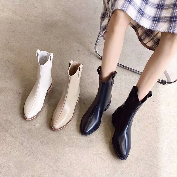 

Женские ботинки на низком каблуке, однотонные ботинки из искусственной кожи, на шнуровке, с острым носком, на квадратном каблуке, зимняя обу...