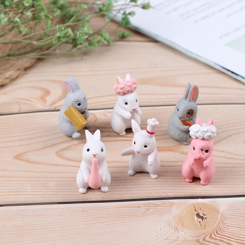 

3 шт./лот Мультяшные фигурки кроликов, фигурки животных, модель семьи, миниатюрная фигурка «сделай сам»