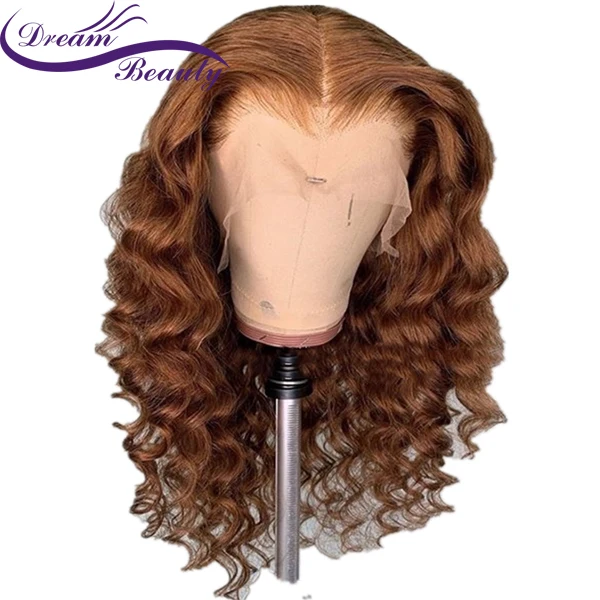 Dream Beauty Ombre Human Hair 13X6 Lace Front Wig 180 Density Brazilian Remy Wave With Baby Hair Bleached Knots Pre Plucked