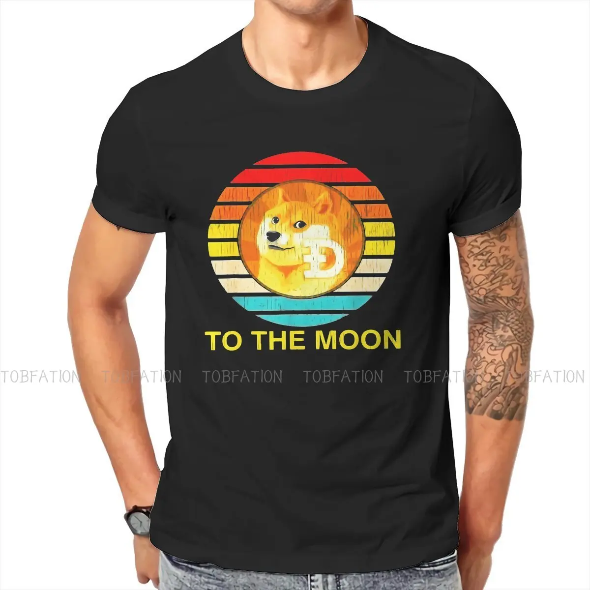 

Dogecoin Virtual Currency Original TShirts Doge to the Moon Distinctive Men's T Shirt New Trend Clothing 6XL