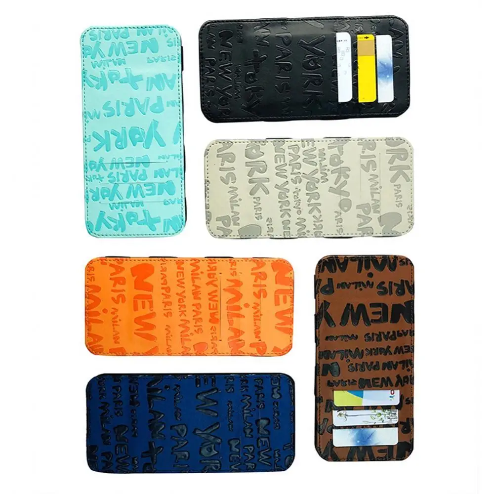 

Unisex Letter Print Faux Leather Money Cash Clip Wallet ID Credit Card Holder
