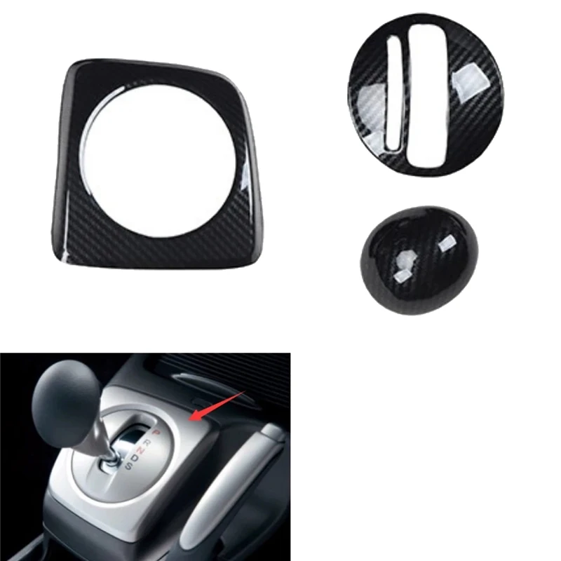

3Pcs AT Car Carbon Fiber Gear Shift Panel Cover Frame Trim RHD for Honda Civic 2006-2011