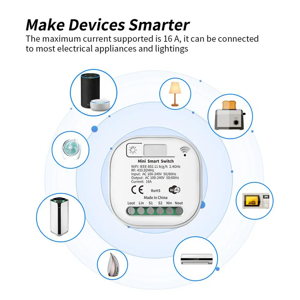 Homekit WiFi 16A Smart Light Switch RF433 2-way Cozylife App Home Automation Works With Siri Alexa Google | Электроника