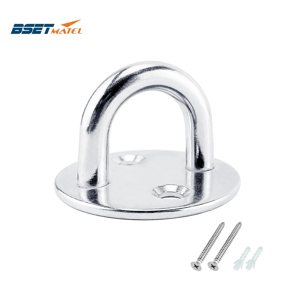 

8mm Stainless Steel 304 Round Pad Eye Plate Staple Ring Hook Hardware Shade Sail Sailboat Kayaking Canoe Boat Yacht Yoga