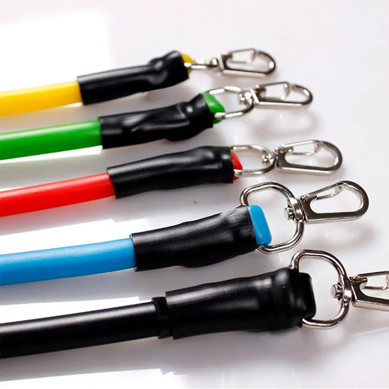 

11PCS/SET Resistance Bands Set Workout Bands with Metal Clips Handles Ankle Strap