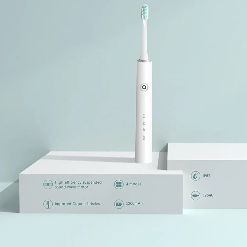 USB Rechargeable Electric Toothbrush Sonic Wave Rechargeable Top Quality Smart Chip Toothbrush Head Replaceable Whitening Health