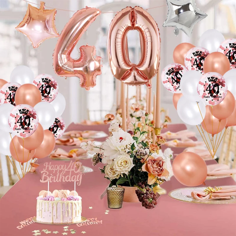 Скатерть 35 шт./компл. 40 украшений для дня рождения розовое золото лет воздушный