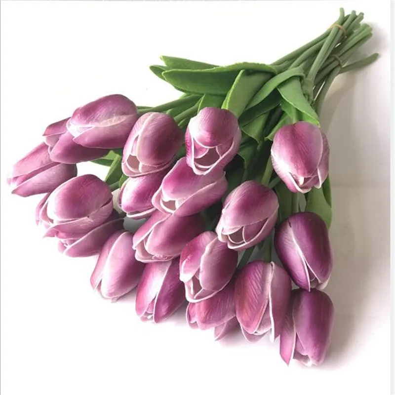 A Dark Purple Шт. 11 шт./31 шт. PU искусственный цветок тюльпана настоящий сенсорный DIY свадебные декоративные цветы букет Искусственные цветы для вечерние партия Декор - Цвет: A Dark Purple