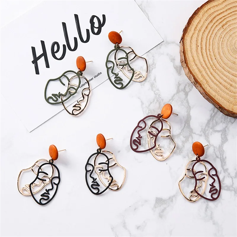 Винтажные металлические двухслойные серьги-подвески в стиле панк из сплава |