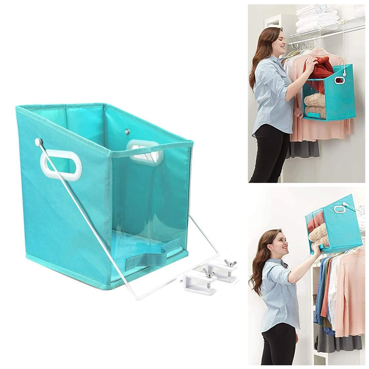 

Корзина для хранения одежды AA 1/3 шт., прозрачная коробка, подставка для сортировки мелочей, вместительные ручки, Квадратный держатель для шн...