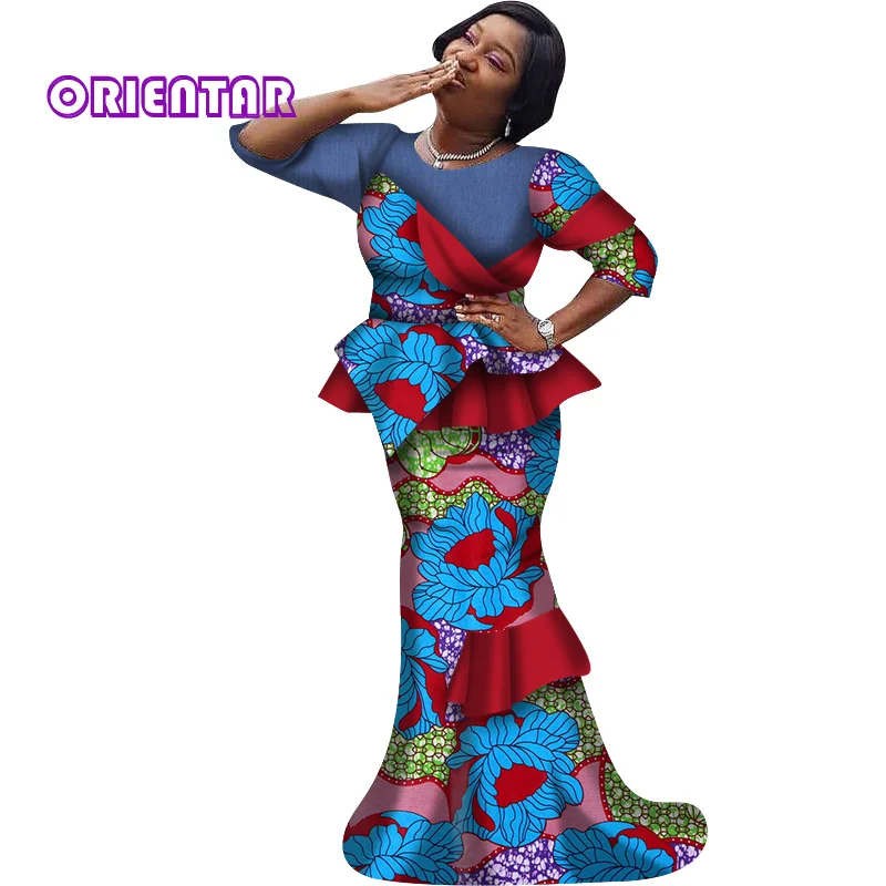 2020 African Suits Women African Clothes African Print Tops and Skirts Set Women Patchwork Traditional African Clothing WY6790