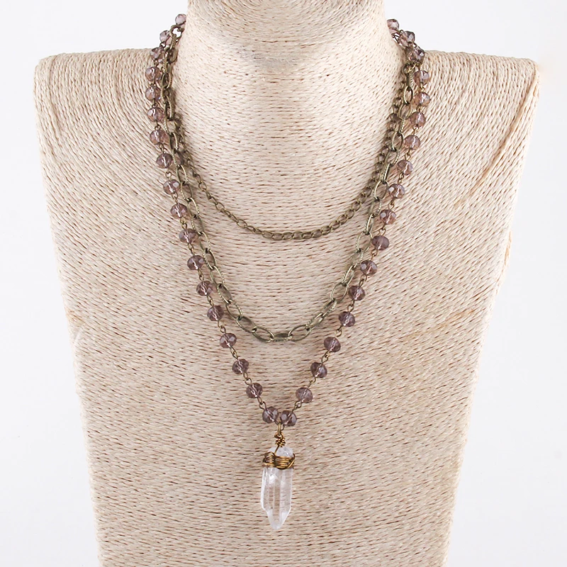 Бесплатная доставка модные богемные ювелирные изделия 3 слоя кристалл Розария