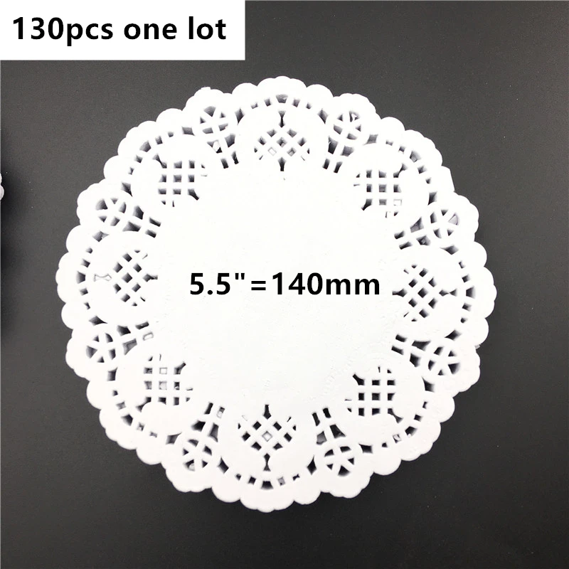 130pcs 140mm 130 шт. 4,5 ''6. 5 ''8,5'' белый круглые бумажные кружевные салфетки Doyleys Винтаж подставки для столовых приборов ремесло, свадьбы, Рождества, Украшение стола - Цвет: 130pcs 140mm