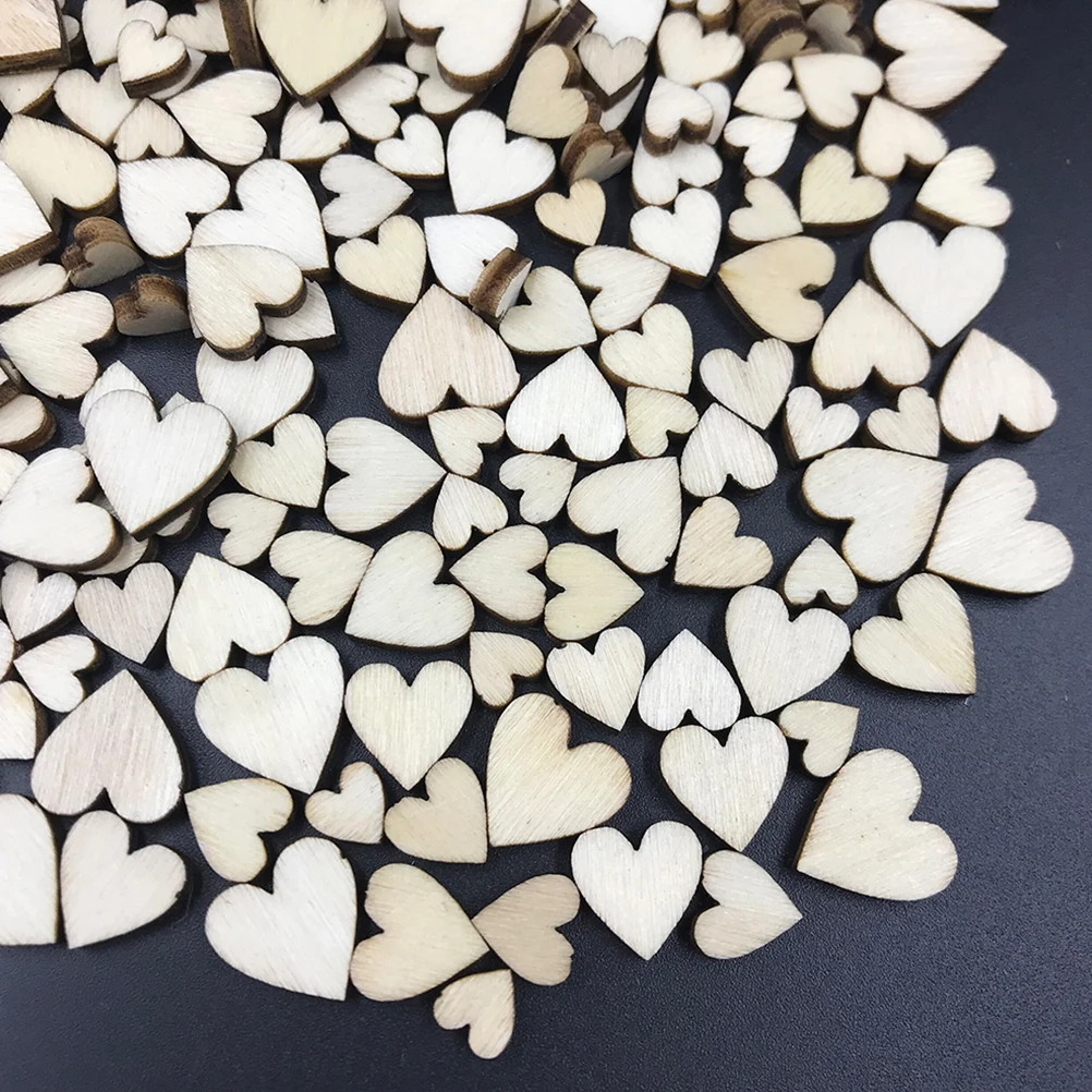 300 шт. дерево чип сердце украшения натуральные декоративные деревянные ломтики