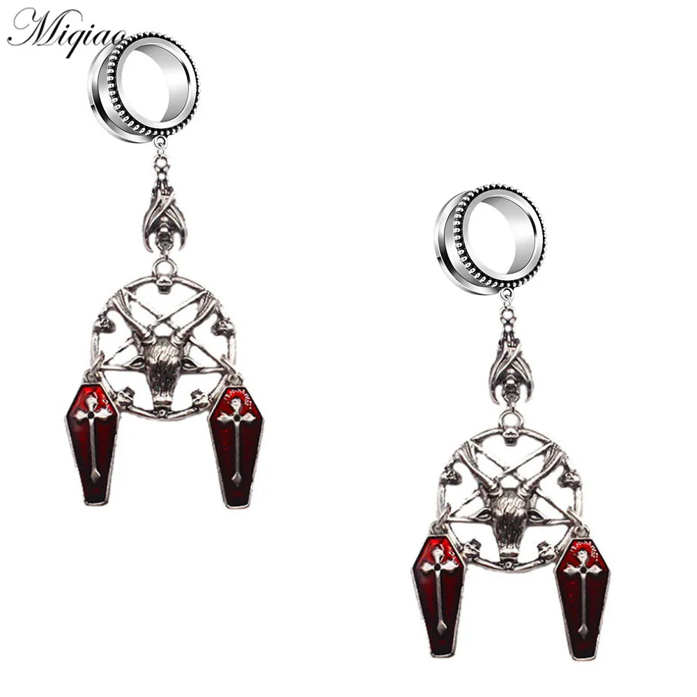 

Miqiao 2pcs New Stainless Steel Pentagram Wind Claw Skull Cross Ear Expander Wheel Expander Human Body Piercing Jewelry