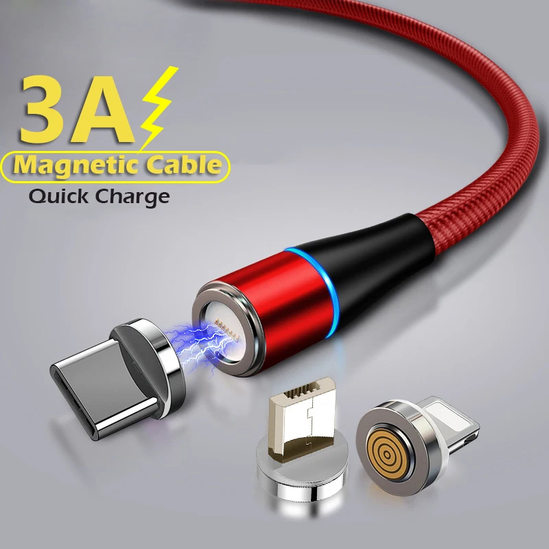 Магнитный USB кабель 3A для быстрой зарядки Micro Type C мобильный телефон передачи