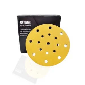 10 Pieces 6  17 Hole Yellow Sanding Paper 150mm Round Flocking Sandpaper. Dry Abrasive Paper With Grit 80-600For FESTOOL Sander