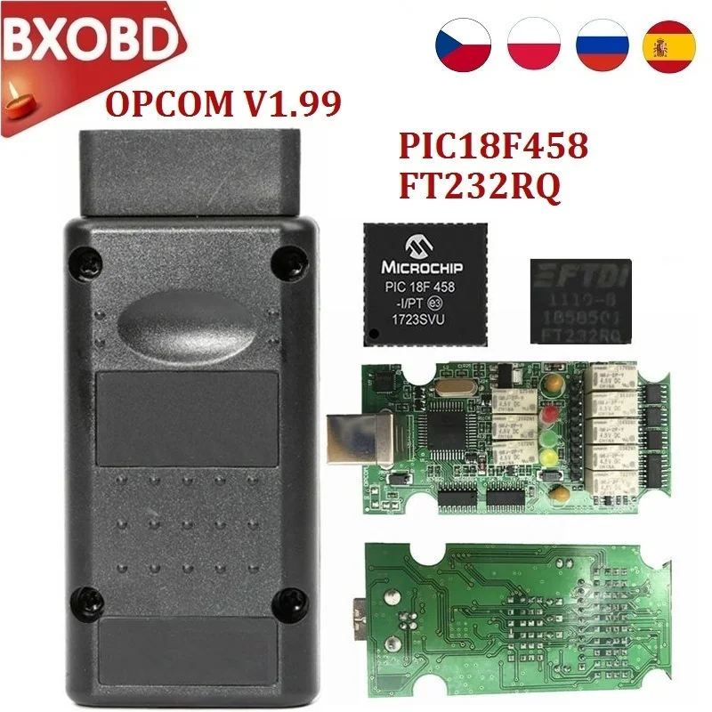 Прошивка OPCOM V1.99 V1.95 V1.70 чип PIC18F458 и FTDI зеленая черная печатная плата для Opel/G M новая