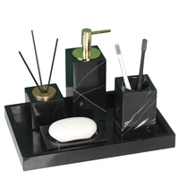 marble bathroom accessories set soap dispenserdish toothbrush holder gargle cups tray tissue toothpick boxes wedding gifts