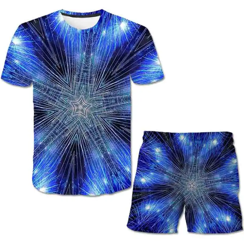 

Abstract Art 3D print T-shirt vortex print Tshirt fashion street fashion kids short-sleeve 3D T shirt boys girls casual Tee Sets