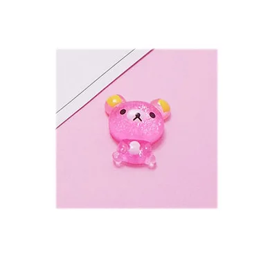 20/50/100 шт миниатюрные из полимерной смолы Kawaii с блестками медведь смолы кабошон с плоской задней поверхностью для украшения телефона Скрапбукинг для рукоделия - Цвет: rose red