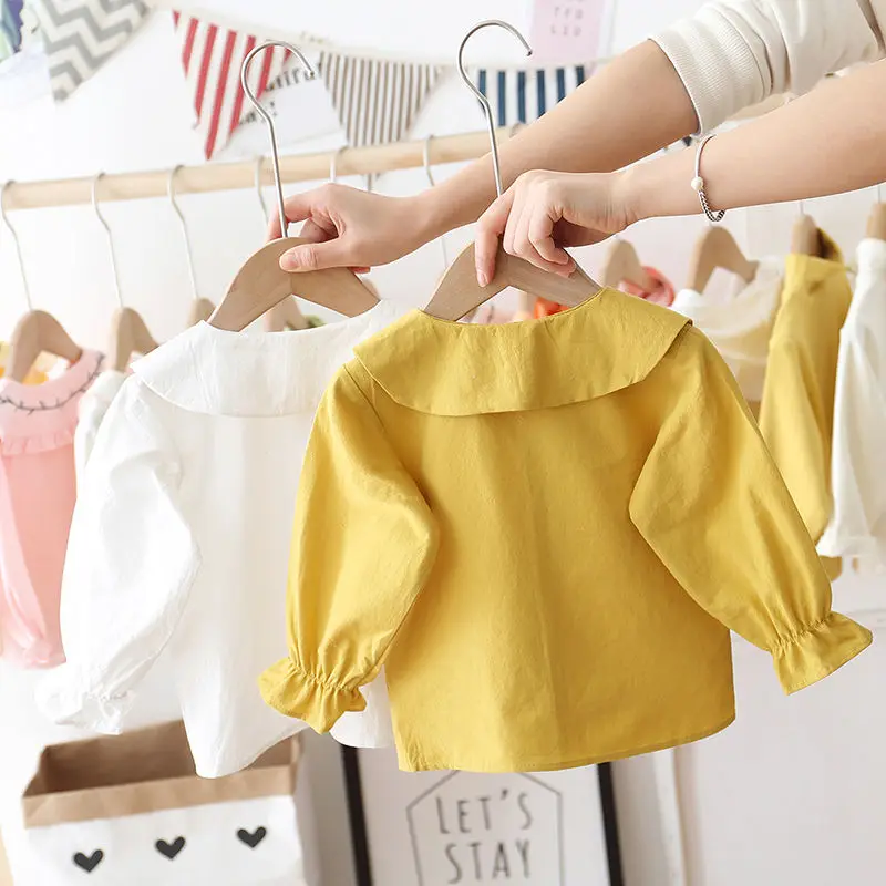 Рубашка для маленьких девочек Весенняя хлопковая блузка детей Мягкая