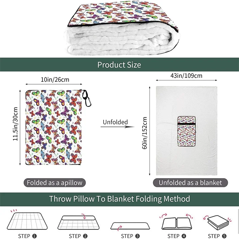 Preço Borboletas Viagem Travesseiro Cobertor Dois-em-um Mochila Cinta E Compacto Avião Saco Cintura Suporte 60x43 Polegadas
