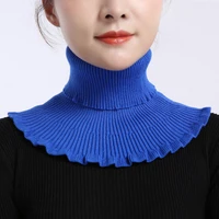 unisex solid ruffle elastic wool knit pullover false colloar warm scarve winter female cycling windproof neck guard scarf n99