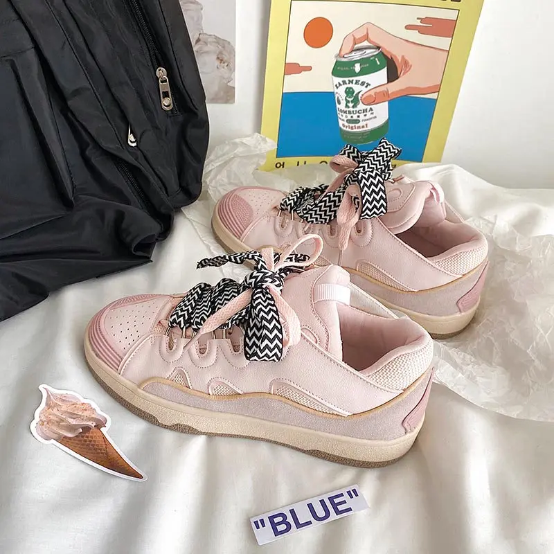 New Fashion Superstar Pink Sneakers Women Comfort Platform Women's Designer Sneakers Color Lace Cute Casual Board Shoes Women