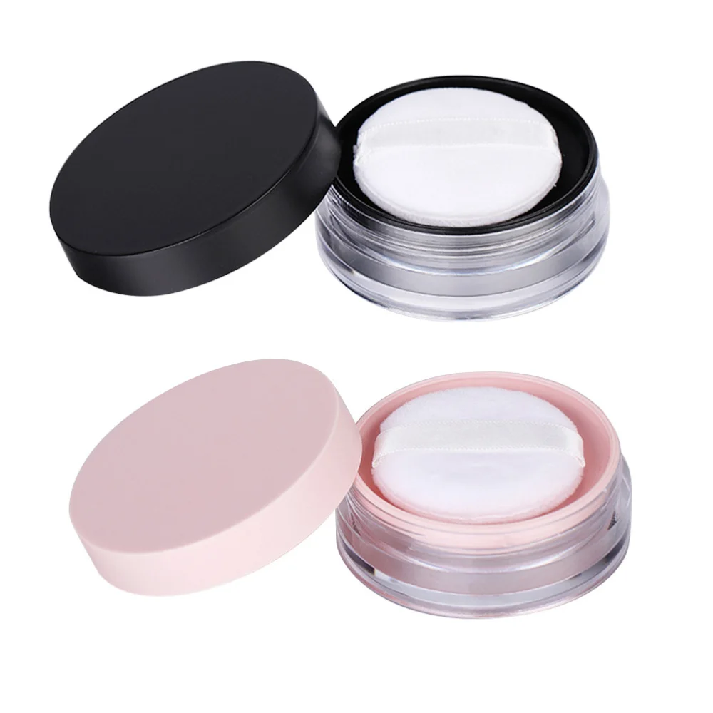 

2pcs 10g Empty Powder Case Round Elastic Mesh Loose Powder Container Makeup Case )