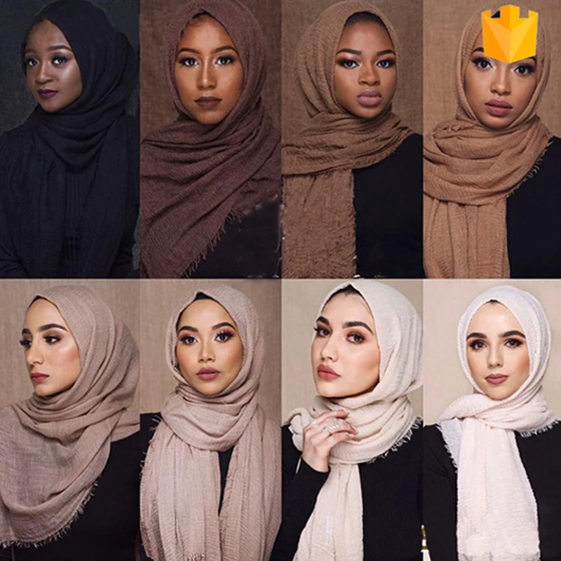 Мусульманский головной платок из хлопка и льна хиджабы для женщин простой