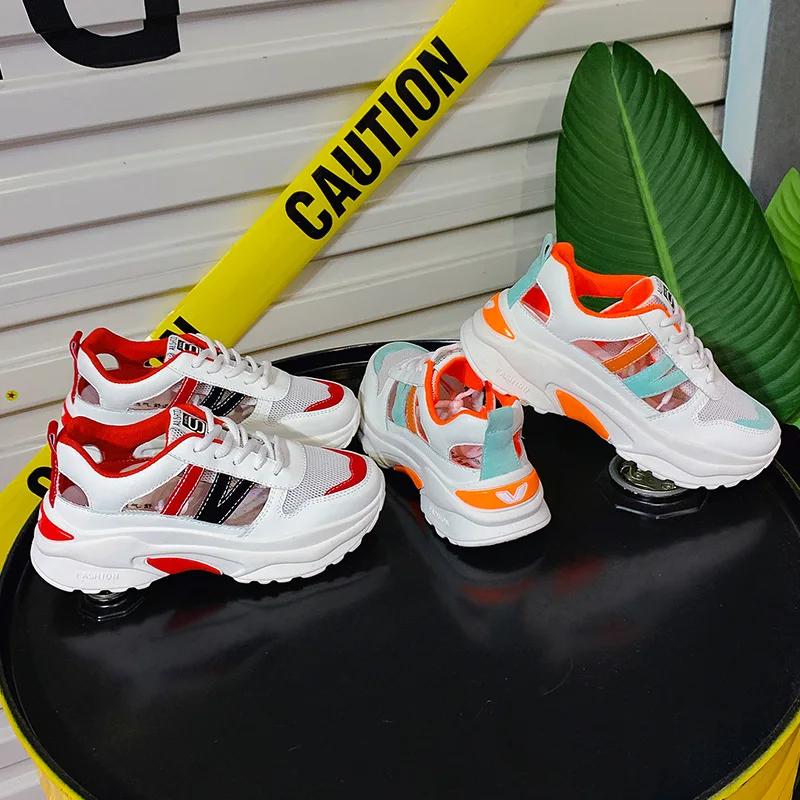 Женская обувь Модная брендовая на платформе в стиле ретро Дышащие кроссовки из