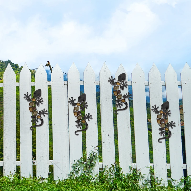 

Liffy Home Decor Metal Gecko Wall Decor for Garden Decoration Outdoor Statues Accessories Sculptures and Animales Jardin