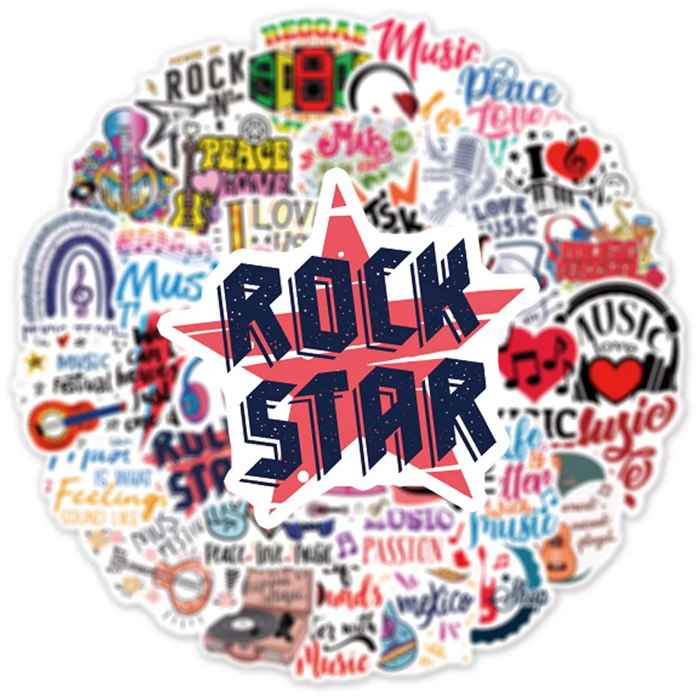 103050pcs music text graffiti stickers for guitar laptop scrapbooking fridge cartoon waterproof stickers decal kids toy gift free global shipping