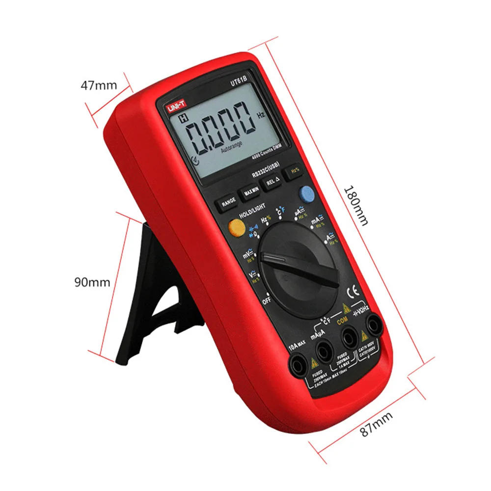 

UNI-T UT61B Digital Multimeter Voltage Current Meter Capacitance Resistance Diode Tester with LCD Backlight Display Screen