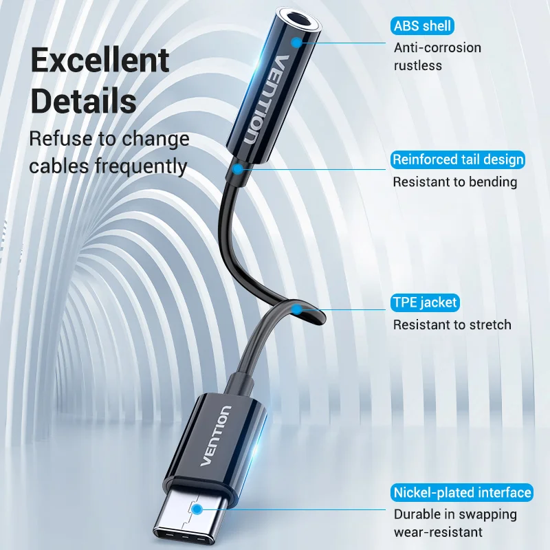 Vention USB Type C 3 5 Jack кабель для наушников до мм AUX адаптер аудио Xiaomi Mi10 9 Huawei Mate 20
