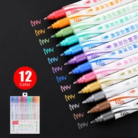 12 colors art marker pen set double head metallic color markers diy painting graffiti pens hand account pens school stationery