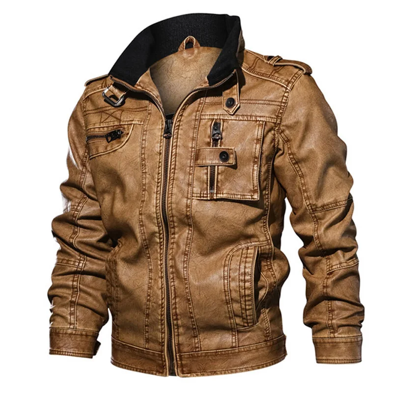 Мужская куртка размера плюс 6XL 7XL из искусственной кожи кожаная пальто осенне