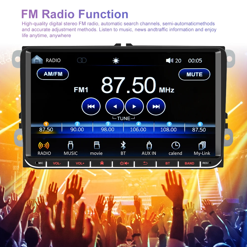 Podofo 2DIN Android/ISO Зеркало Ссылка автомобиля радио для VW/Volkswagen/Golf/Polo/Passat/b7/b6/SEAT/leon/Skoda автомобильный мультимедийный плеер