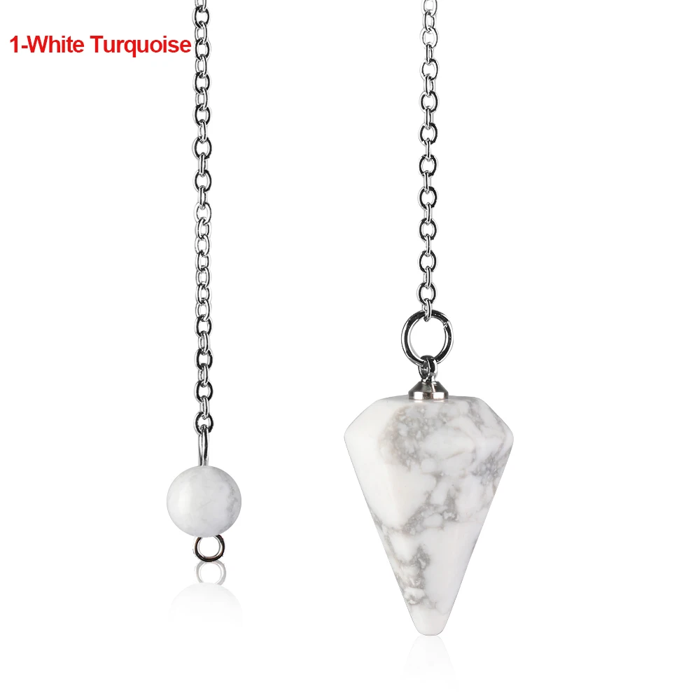 1-White Turquoise 1 шт. шестиугольная Пирамида рейки маятниковая подвеска натуральный камень целебный Кристалл амулет модные ювелирные изделия аксессуары - Окраска металла: 1-White Turquoise