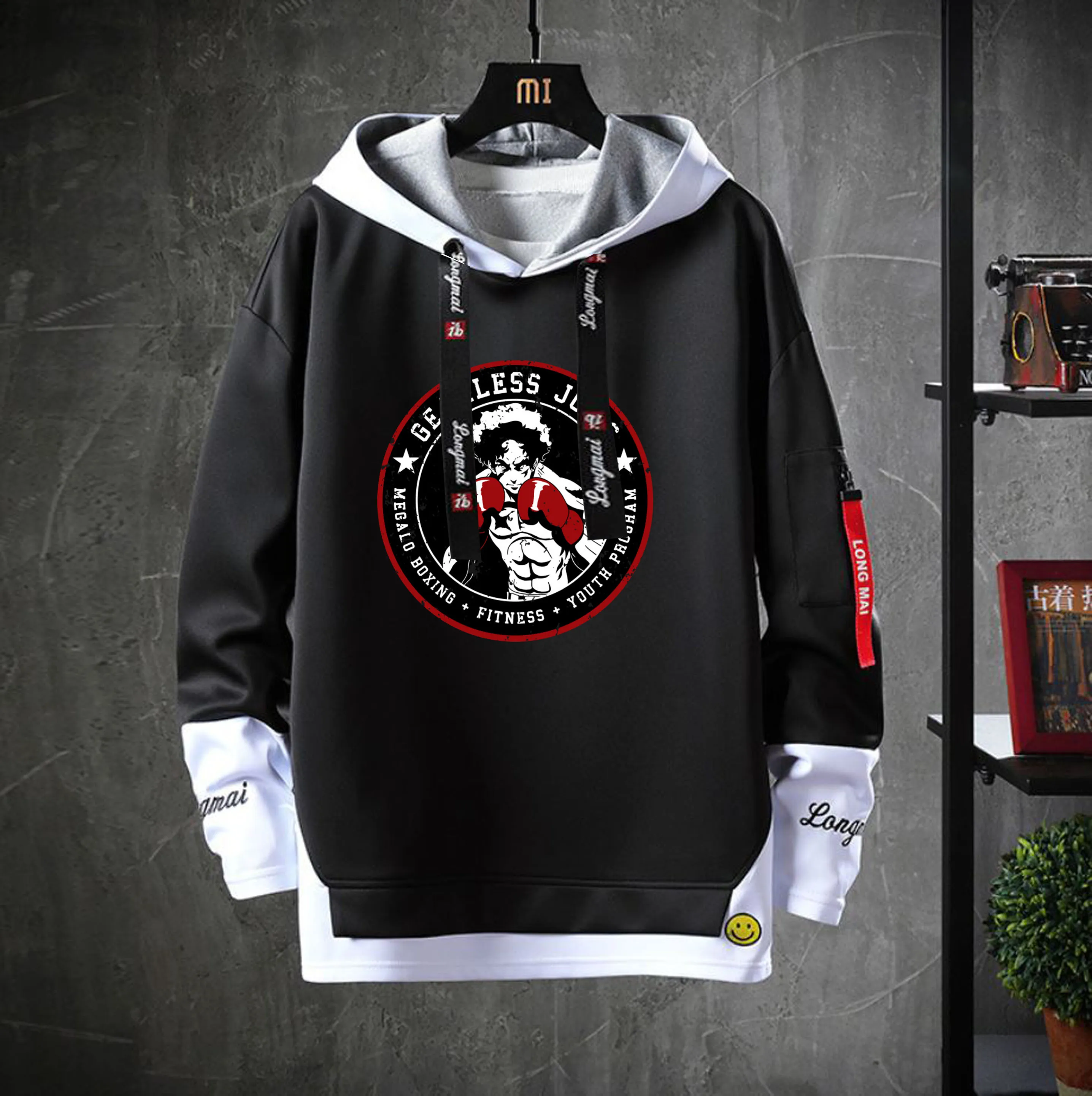 

anime MEGALOBOX Hooded Cosplay Cartoon Costume Unisex Casual Fake Two-Piece Sweatshirt jacket Teenagers Hoodies coat
