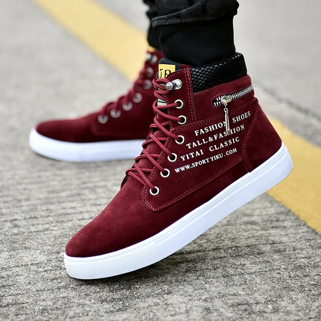 Shoes Boots Flat Trend Men Shoes Skateboarding Sneakers Men High Top Shoes Retro British Trend Lacing Hip hop Shoes Male