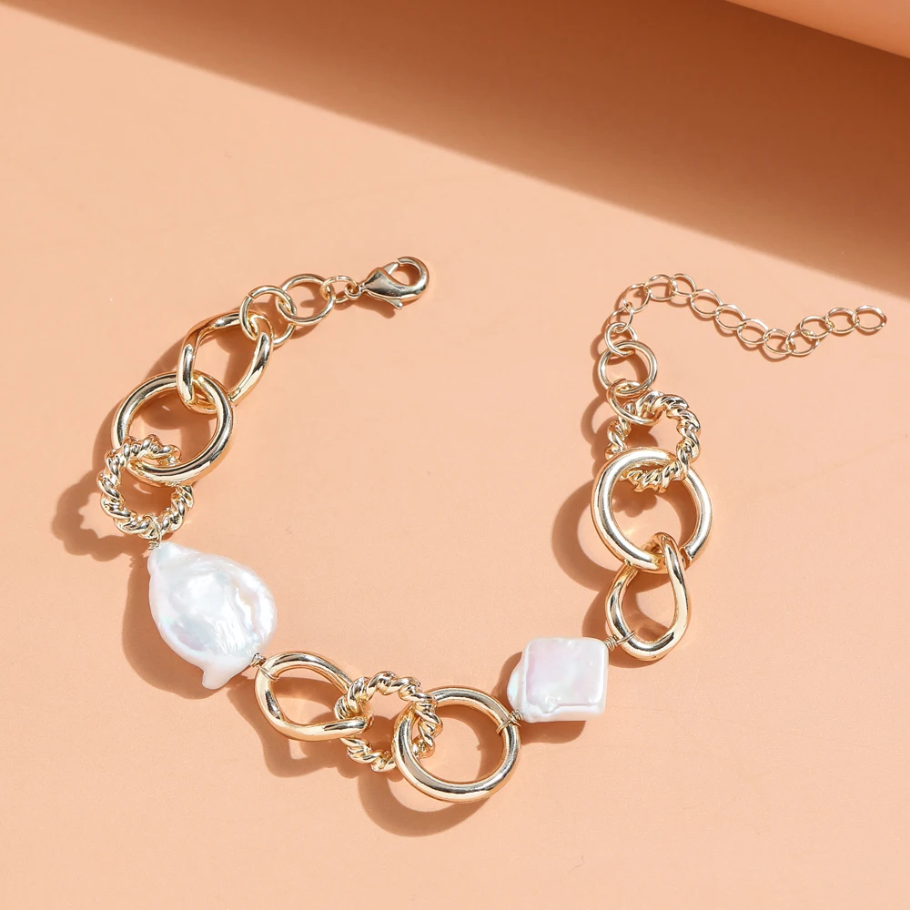 Женские жемчужные ювелирные изделия LUNA CHIAO в стиле барокко золотистые Толстые