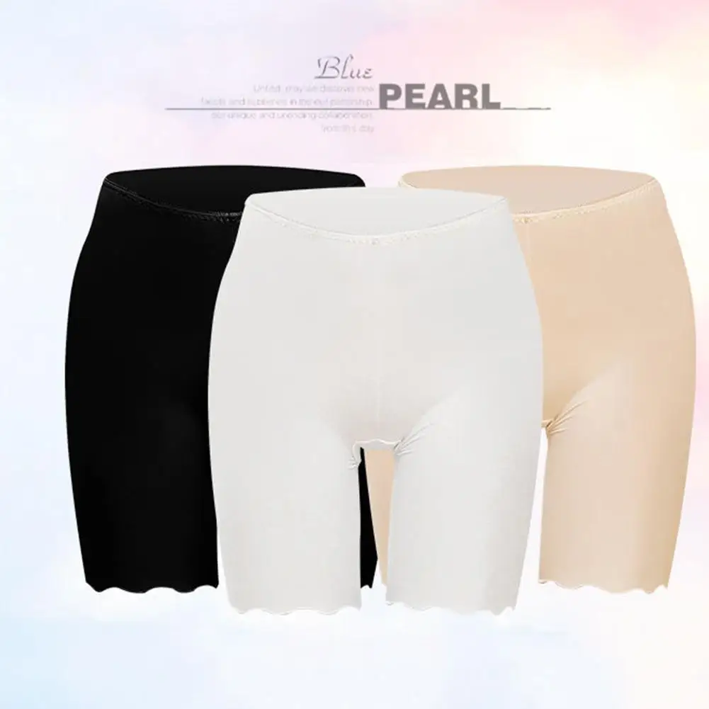 

Ice Silk Seamless Safety Pants Plus Size Inner Shorts Leggings Safety Anti-failure Shorts Summer Three-point Insurance Lace E6E5