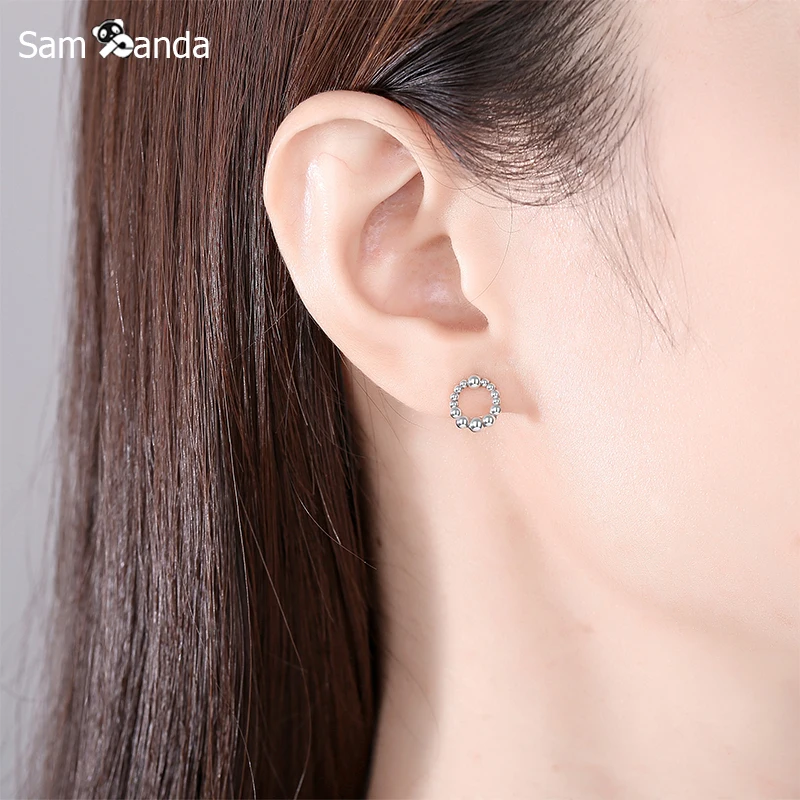 

2020 Original 925 Sterling Silver Earring Silver Arranged beads Piercing Crystal For Women Birthday Gift Fashion Jewelry