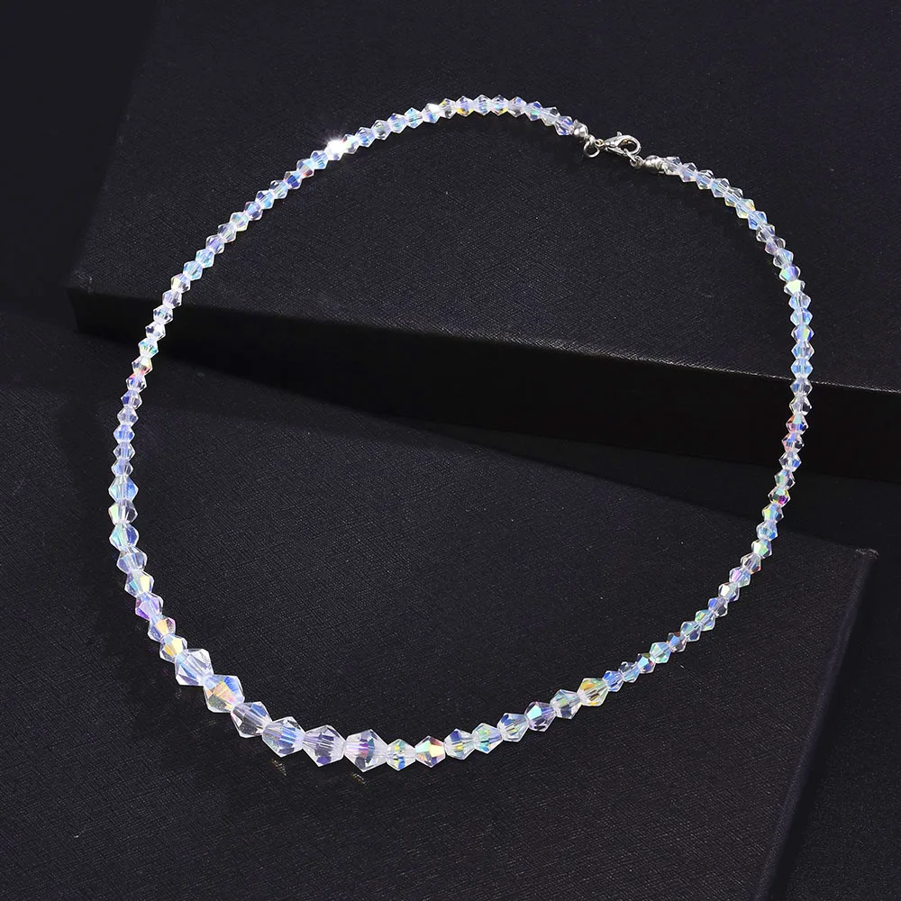 

New Trendy Fashion Women Square Colorful Crystal Necklace Clavicle Chokers Necklace For Wedding Engagement Accessories