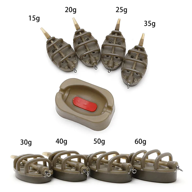 

1Set Inline Method Carp Fishing Feeder 4 Feeders 15/20/25/35g 30/40/50/60g Mould fishing Tackle Accessories