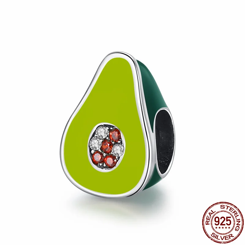 CodeMonkey 925 пробы серебряные ювелирные изделия с зеленой эмалью авокадо фруктовый