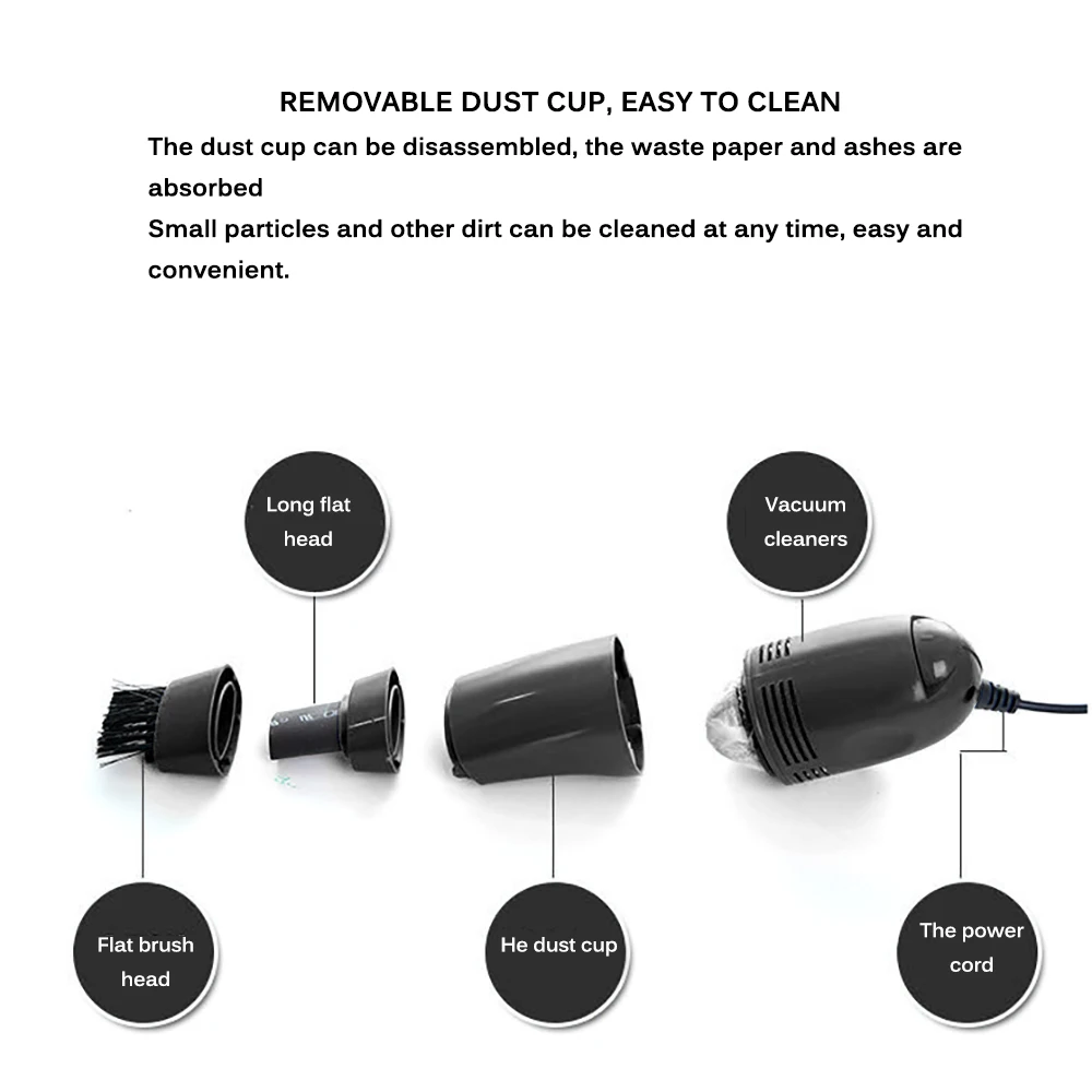 Мини-пылесос USB щетка пылесборник Три головки съемная для салона автомобиля