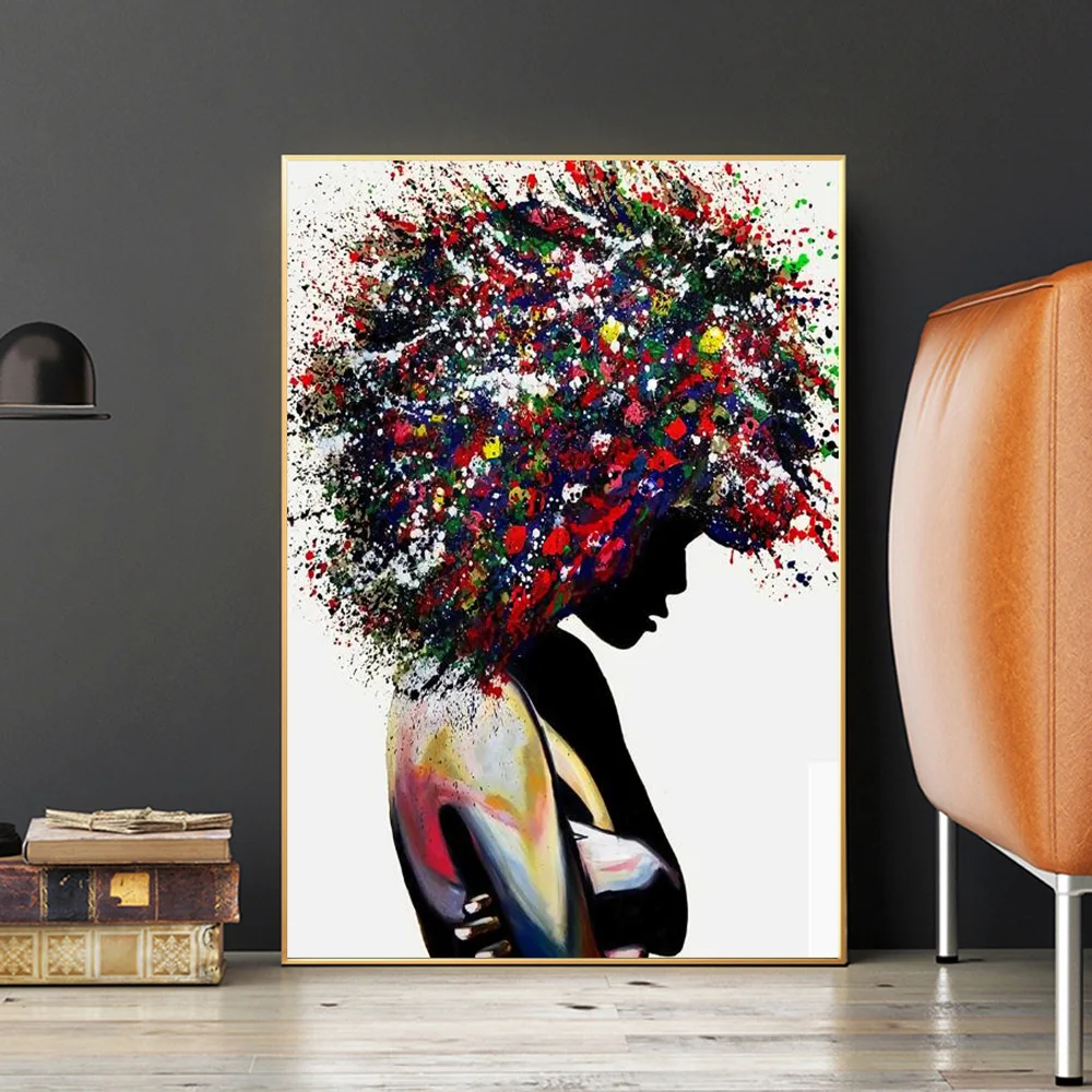 Абстрактная татуировка в стиле хип хоп портрет девушки черно белая Картина на